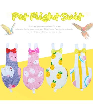 QBLEEV 4 Pack Bird Diaper Flight Suits with Leash Hole | Washable & Reusable Nappies for Pet Parrots | Bowtie Decor | Breathable Pee Pads - Large Size - Buy Online on GoSupps.com
