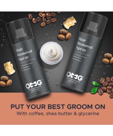 OMG Hair Removal Spray for Men | Pain-Free Body Hair Removal for Chest Back Hands Legs | Coffee Fragrance & Shea Butter | Fast-Acting in 10 Minutes | 200ml - Buy Online on GoSupps.com