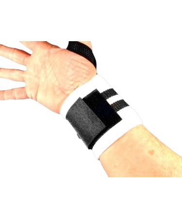 Spot Lion Fitness Professional Quality Wrist Wraps for Powerlifting & Bodybuilding - White/Black Stripes - Buy Online on GoSupps.com