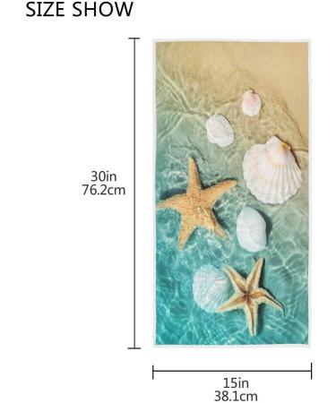Wamika Beach Summer Hand Towels - Seashells Starfish Design for Bath & Kitchen Decor - Soft Thin Guest Towel - 16 X 30 in - Buy Online on GoSupps.com