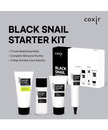  Valentine's Day Gift Set coxir Black Snail Collagen Starter Kit Cleanser Toner Serum & Cream | Repairing Snail Mucin Skincare Set Hydrating Korean Beauty Routine for Women (4-Piece) - Buy Online on GoSupps.com