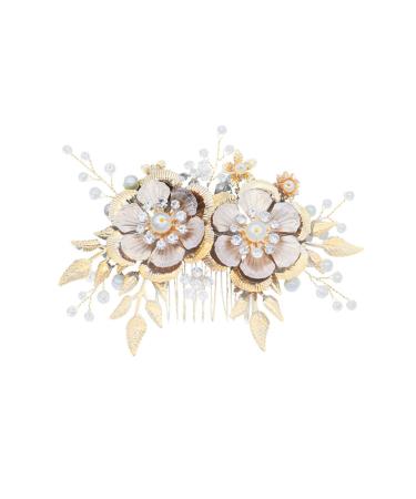FRCOLOR Bridal Hair Comb Bridal Headpiece Bride Headpieces for Wedding Bridal Hair Accessory Hair Comb for Bride Wedding Hair Clip Wedding Hair Combs Gold Hair Clips Bride Hair Clip