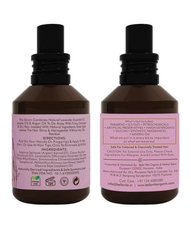 Buy Bella Vita Organic Frizzy Hair Serum | Argan Lavender & Vitamin E | 70 ml | Best for Dry & Coloured Hair - International Shipping Available - Buy Online on GoSupps.com