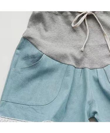 Maternity Denim Shorts - Elastic & Breathable for Summer - M Lace Light Blue - Pregnant Women - Buy Online on GoSupps.com