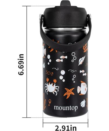 Mountop Kids Stainless Steel Water Bottle 14oz with Straw Lid - Leak-proof, Insulated | Marine Animals Design - Ideal for School & Travel - Buy Online on GoSupps.com