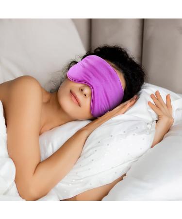 3Pack Silk Sleep Mask Eye Cover for Night Sleeping - Black Blue Purple - Buy Online on GoSupps.com