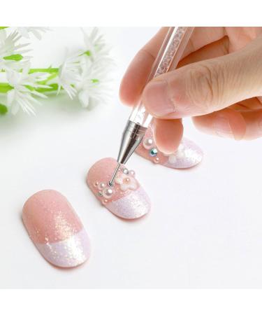 YUXIANLB Rhinestone Picker Dottin Pen Double-ended Rhinestones Crystals Gems Beads Picker Wax Pencil Pen Acrylic Handle Manicure Nail Art DIY Tool (White) - Buy Online on GoSupps.com