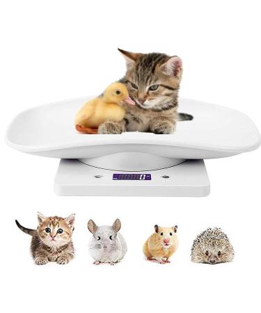Digital Pet Scale, Small Animal Scale with LCD Display, Multifunction Kitchen Food Scale, Weighing Max 33lbs, Size 12"x 8" Inch for Weight Scale with New Born Kitten and Puppy(White)