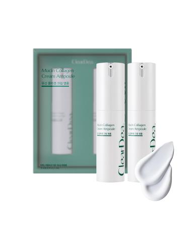 ClearDea Mucin Collagen Cream Ampoule for face Collagen-Powered Hydrating & Firming Skincare, Non-Greasy, Revitalizing Korean Beauty for All Skin Types, 15ml x 2
