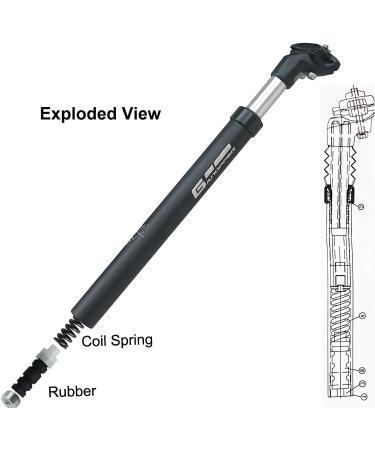 GANOPPER Suspension Seat Post Alloy | Adjustable Seatpost | Black 27.2*350mm | 14mm Offset | 28.6 30.0 30.4 30.9 31.6 33.9 34.9 Sizes - Buy Online on GoSupps.com