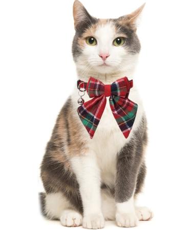 Lamphyface Christmas Cat Collar with Breakaway Feature, Cute Bow Tie & Flower Bandana - Adjustable and Safe Plaid Bowtie Design - Buy Online on GoSupps.com