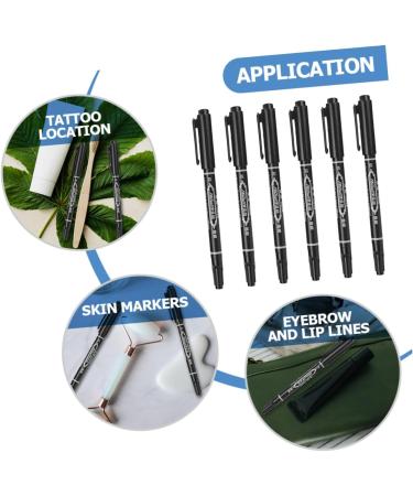 Mipcase 6pcs Eyebrow Marker Pen Waterproof Eyebrow Pencil Piercing Marking Pen Useful Pen Bicuspid 13.9x1.8cm Black - Buy Online on GoSupps.com