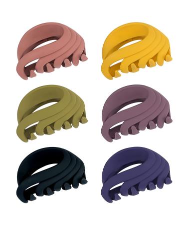 Medium Hair Claw Clips for Thin Hair, 2.6 Inch Hair Clips for Women Girls Kids, Strong Matte Flower Clips Jaw Clip for Fine Hair/Medium Thick Hair, Non Slip Hair Clamps with Gift Box (6 Packs) (multi colors)
