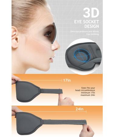 3D Light Blocking Sleep Mask - Contoured Comfort for Night Sleep, Travel, Yoga - Adjustable Strap - Grey - Buy Online on GoSupps.com