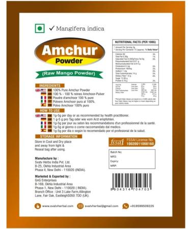 SVATV Amchur Powder (amchoor) | Dried Mango Powder for tangy flavour | No Preservatives |Natural Seasoning - 227g 8oz Half Pound - Buy Online on GoSupps.com