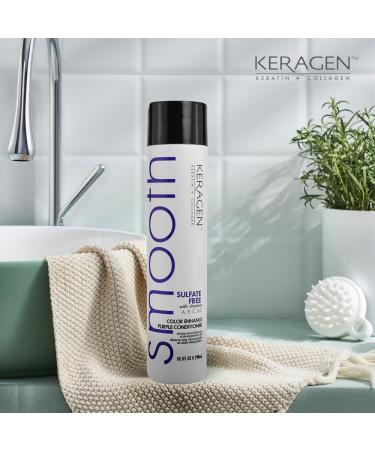 KERAGEN Purple Conditioner - Sulfate-Free Color Enhance for Blonde & Silver Hair | Neutralizes Yellow Tones with Keratin Vitamins & Jojoba Oil - 10oz - Buy Online on GoSupps.com