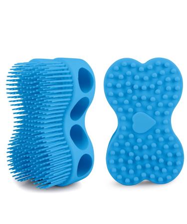 Silicone Exfoliating Body Scrubber  Shower and Bath Accessories with Storage Hooks  Easy to Clean  Foamy and Reusable  Deep Clean and Revitalize Your Skin Blue