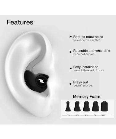 Ear Plugs Black Earplugs and Reusable Silicone Ear Plugs for Noise Cancelling Comfortable Hearing Protection - Buy Online on GoSupps.com
