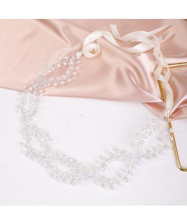 Deniferymakeup Pearl Bride Wedding Hair Vine Crystal Bridal Hair Accessories Wedding Headpiece for Women and Girls (Silver) - Buy Online on GoSupps.com