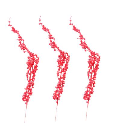 Zerodeko 3 pcs household Foam Christmas red fruit artificial Holiday Berries Crafts Accessories decorate red home decor holly christmas berry spray branch christmas tree Red 40X5CM