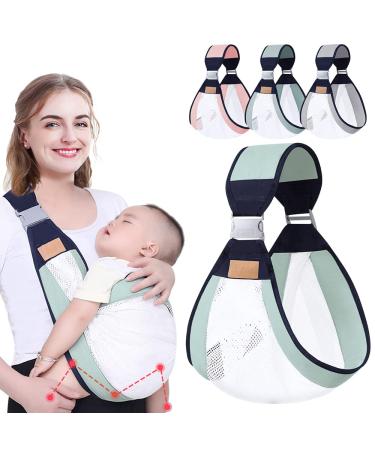 HINATAA Breathable Baby Sling Adjustable Baby Carrier Baby Carrier Wrap Quick Dry Thick Shoulder Straps for 0-36 Months Baby (Green b)