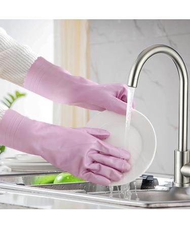 Riisoyu Dishwahing Gloves 2 Pairs Reusable Household Gloves 32cm Long Skin-Friendly Cleaning Gloves Rubber Cleaning Gloves with Cotton Flocked Liner for Kitchen Painting Gardening Pet Care - Buy Online on GoSupps.com