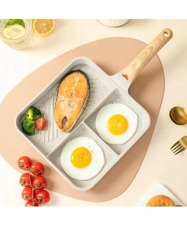 Kahdsvby Durable Multipurpose Fried Egg Pan Aluminum Alloy Frying Pan 3 in 1 Steak Breakfast Pan Cooking Pan Kitchen Utensils - Buy Online on GoSupps.com