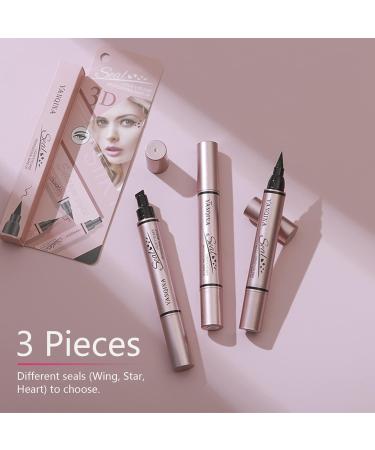 FITDON 3PCS Double-sided Liquid Eyeliner Stamp Waterproof Smudge-proof Long Lasting Wing Eye Liner Star Heart Seal Stamp Makeup Tool 1 count (Pack of 3) - Buy Online on GoSupps.com