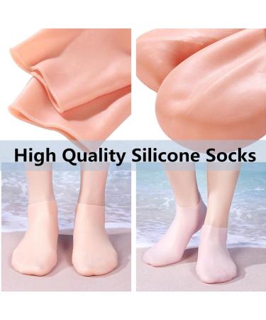 SamHeng Moisturizing Socks for Women and Men 2 Pairs Silicone Gel Socks Overnight Spa Socks Silicone Heel Sock for Repairing Dry Feet Cracked Heel and Softening Rough Skin (Nude+White M) - Buy Online on GoSupps.com