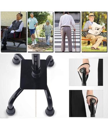 Heavy Duty Four Legged Walking Cane for Extra Stability with Light Walking Crutches with 3 Base Black Bathing in Sunlight - Buy Online on GoSupps.com