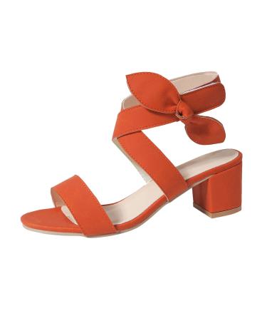 High Heels Single Fish Shoes Peep Color Solid Women Toe Mouth Casual Sandals Bow Womens High Heels for Sex Orange 8.5