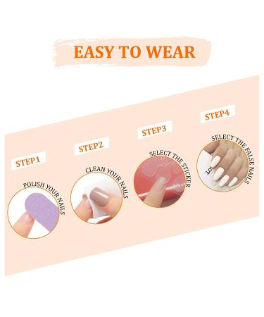 48pcs French Press On Nails Acrylic Kit - Medium Length Glossy False Nails Set in Nude, White, Pink - For Women and Girls - Buy Online on GoSupps.com