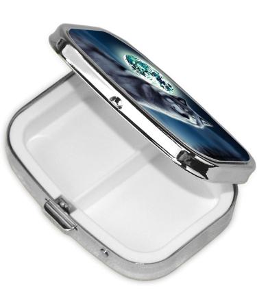 Buy Wolf Under Moon Printing Small Pill Case - Cute 2 Compartment Travel Pill Organizer for Pocket & Purse | Perfect Gift Idea - Buy Online on GoSupps.com