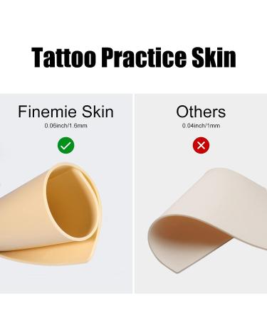 Finemie 20pcs Tattoo Skin Practice Set with 1.6mm Thick Double Sides Fake Skin and Transfer Paper - Ideal for Beginners and Tattoo Artists - Buy Online on GoSupps.com