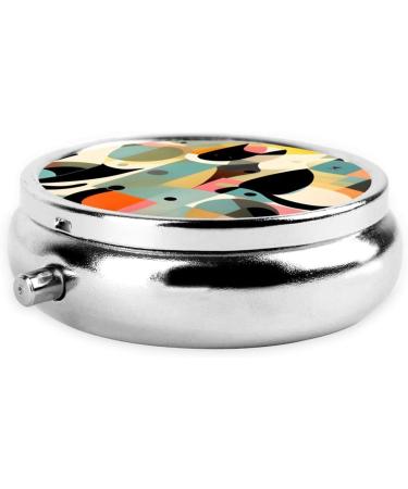 Mid-Century Modern Art Cat Round Pill Box | 3 Compartment Travel Organizer | Stylish & Portable Pill Storage - Buy Online on GoSupps.com
