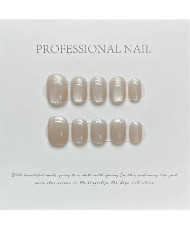 Nail Tips False Nails Tips Art Press on Nails Handmade Simple Blue Press on Nails Short Cat Eye Design Reusable Adhesive Fake Nails Round Head Full Cover Nail Tips Manicure(Z618XS Matte) - Buy Online on GoSupps.com