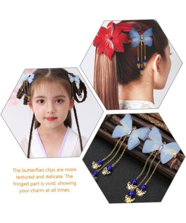 minkissy 4 Pairs Hanfu Butterfly Headdress Han Chinese Costume Accessories Hanfu Hair Clip Fabric Hairpin Kimono Hair Accessories Hair Barrettes Metal Hair Clips Jewelry Child Tassel Alloy - Buy Online on GoSupps.com