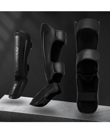 KUANG QUAN Muay Thai Shin Guards - Black Medium | MMA Leg Protection Gear - Buy Online on GoSupps.com