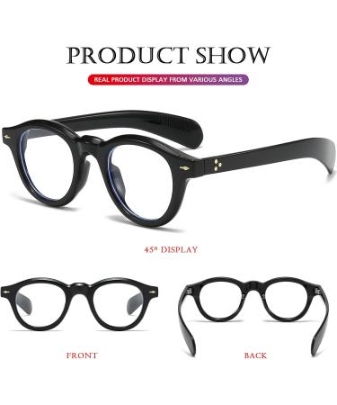 PORADAY Blue Light Blocking Glasses | Vintage Thick Round Frame for Men & Women | Black Eyewear for Computer Use - Buy Online on GoSupps.com