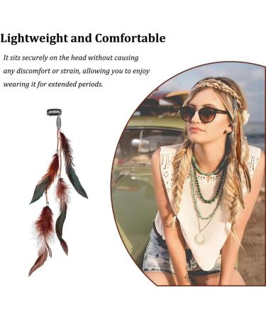 Oenothera 6 Pieces 3 Feather Hair Clips Indian Feather Headband Hippie Boho Headpiece for Women and Girls - Buy Online on GoSupps.com