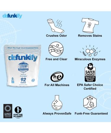 Defunkify Free & Clear Powder Laundry Detergent - EPA Safer Choice Certified - 92 Loads (55 oz) - Buy Online on GoSupps.com