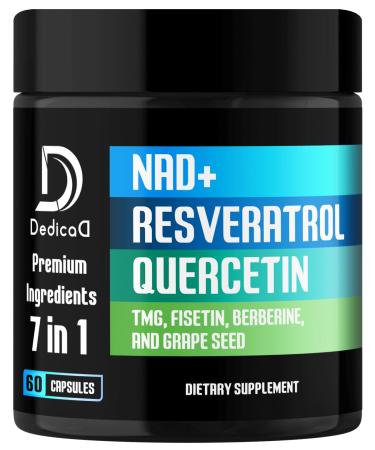 NAD.+ Supplement - Combined to Resveratrol, Quercetin, Berberine, Fisetin, TMG and Grape Seed - 60 Capsules 60 Count (Pack of 1)