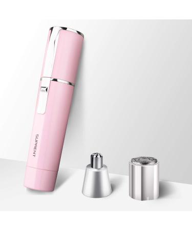 Nose and Ear Hair Trimmer SUPRENT, Wet & Dry Trimmer for Women, IPX7 Waterproof Design, Stainless Steel Rotation Blade, Portable Use (Pink)
