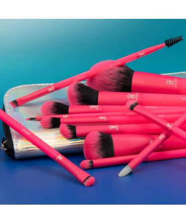 MODA Totally Electric 13pc Full Face Makeup Brush Set - Neon Pink | Powder Blush Shader & More for Flawless Makeup - Buy Online on GoSupps.com