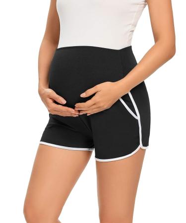 Love2Mi Women's Maternity Tights Leggings Versatile Comfy Pants Stretch Pregnancy Trousers S Black White