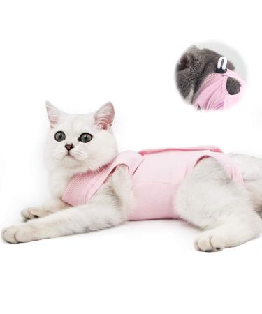 Cat Professional Recovery Suit for Abdominal Wounds and Skin Diseases,E-Collar Alternative for Cats and Dogs, After Surgey Wear Anti Licking, Recommended by Vets Medium (Pack of 1) Pink