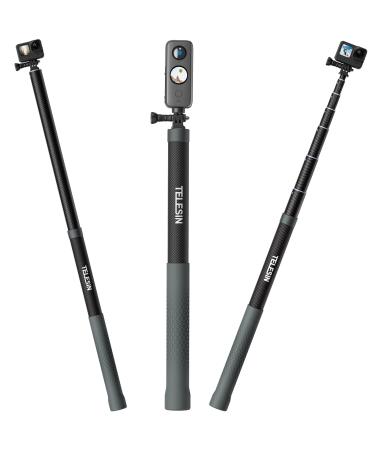 TELESIN G3 Selfie Stick Pole Long (Upgraded 118"/3M), Invisible Carbon Fiber Lightweight Extension Waterproof Underwater Diving Monopod for GoPro Max Mini Hero 11 10 9 8 7, Insta360, DJI Action, AKASO