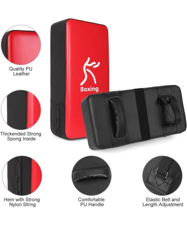 Odoland 2-in-1 Boxing Kick Pack Set - Punching Mitts & Focus Pads for MMA Training - Black/Red - Buy Online on GoSupps.com