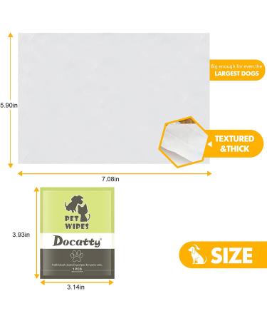 Docatty Pet Wipes - 50 Plant-Based Compostable Wipes for Dogs & Cats | Hypoallergenic & Deodorizing Grooming Wipes for Paws, Body & Butt - Buy Online on GoSupps.com