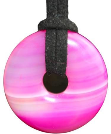 Steinfixx Premium Chain with Pink Ochate Gemstone Donut 30mm | Heilstein Chakra Stone | Silver Spiral & Suede Band - Shop Now! - Buy Online on GoSupps.com